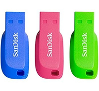 Bild von SanDisk Cruzer Blade 16GB USB-Stick USB Typ-A 2.0 Blau, Grün, Pink