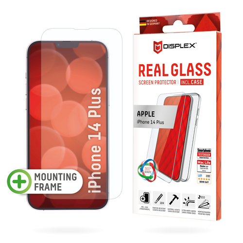 Bild von Displex Panzerglas (10H) + Case für Apple iPhone 14 Plus, Eco-Montagerahmen, + Case, Tempered Glas, kratzer-resistente Schutzfolie