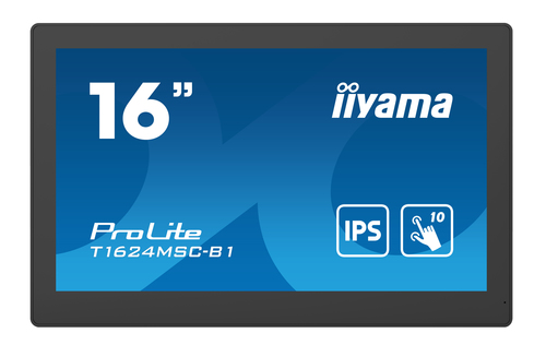 Bild von iiyama T1624MSC-B1 Signage-Display Interaktiver Flachbildschirm 39,6 cm (15.6 Zoll) LCD 450 cd/m² Full HD Schwarz Touchscreen 24/7
