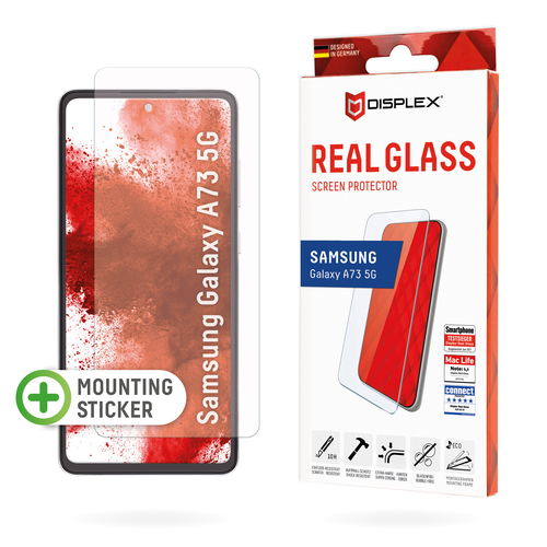 Bild von Displex Panzerglas (10H) für Samsung Galaxy A73 5G, Eco-Montagerahmen, Tempered Glas, kratzer-resistente Schutzfolie, hüllenfreundlich