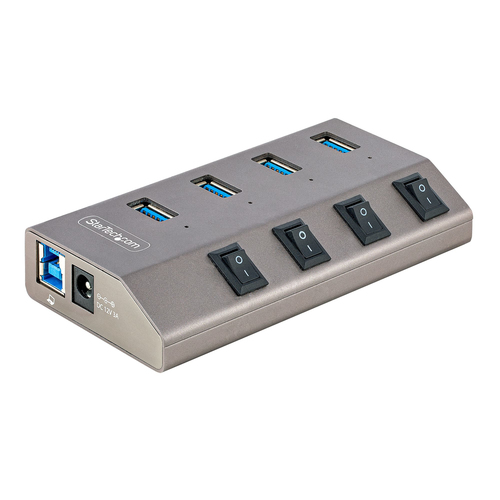 Bild von StarTech.com 4-Port USB 3.0 Hub Mit Netzteil Und Individuellen Ein/Aus Schaltern, USB-C/A 3.1 Auf 4x USB-A, 5Gbit/s USB Splitter/Verteiler Mit Eigener Stromversorgung