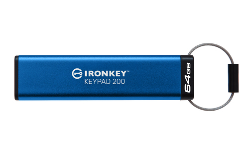 Bild von Kingston Technology IronKey Keypad 200 USB-Stick 64 GB USB Typ-A 3.2 Gen 1 (3.1 Gen 1) Blau