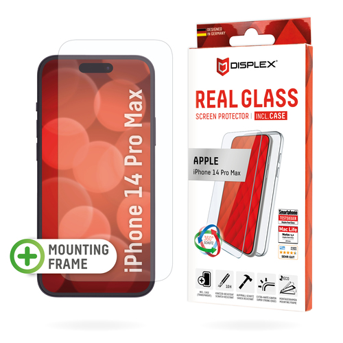 Bild von Displex Panzerglas (10H) + Case für Apple iPhone 14 Pro Max, Eco-Montagerahmen, + Case, Tempered Glas, kratzer-resistente Schutzfolie