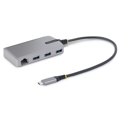 Bild von StarTech.com 3 Port USB C Hub mit Ethernet - 3x USB-A 3.0 5Gbit/s Anschlüsse - Gigabit Ethernet RJ45 - USB C auf USB Verteiler - 30cm langes Kabel - Mini USB C Hub Adapter mit LAN