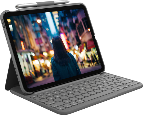 Bild von Logitech Slim Folio QWERTZ Deutsch Bluetooth Grau