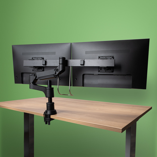 Bild von R-Go Tools Smartbar R-Go Caparo Monitorarm, mit Gasfeder für zwei Monitore, 3-9 kg Belastbarkeit, 100% zirkulär, schwarz