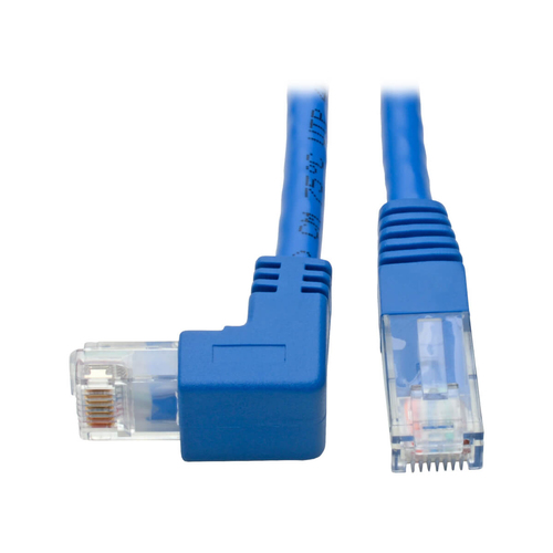 Bild von Tripp Lite N204-003-BL-DN Nach unten abgewinkeltes, anvulkanisiertes Cat6-Gigabit-UTP-Ethernet-Kabel (RJ45 nach rechts abwärtsgewinkelter Stecker auf RJ45-Stecker), Blau, 0,91 m.