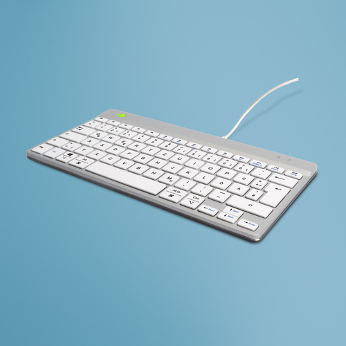 Bild von R-Go Tools Ergonomische Tastatur R-Go Compact Break, kompakte Tastatur mit Pausensoftware, QWERTZ (DE), Kabelgebunden, Weiß