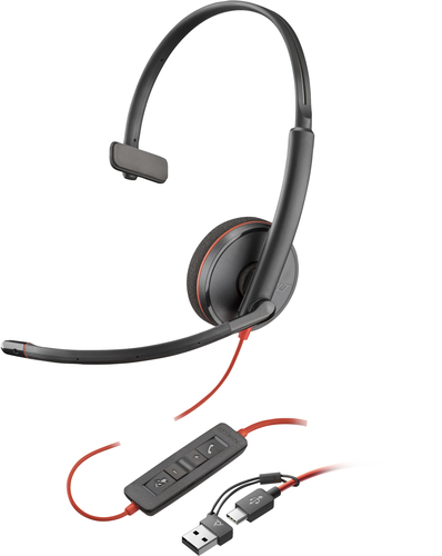 Bild von POLY Blackwire 3210 Monaurales USB-C-Headset + USB-C/A-Adapter