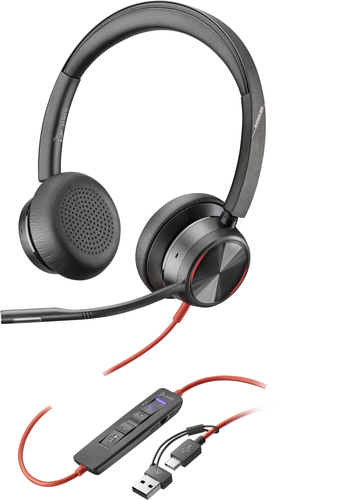 Bild von POLY Blackwire 8225 USB-C Stereo-Headset, für Microsoft Teams zertifiziert, + USB-C/A-Adapter