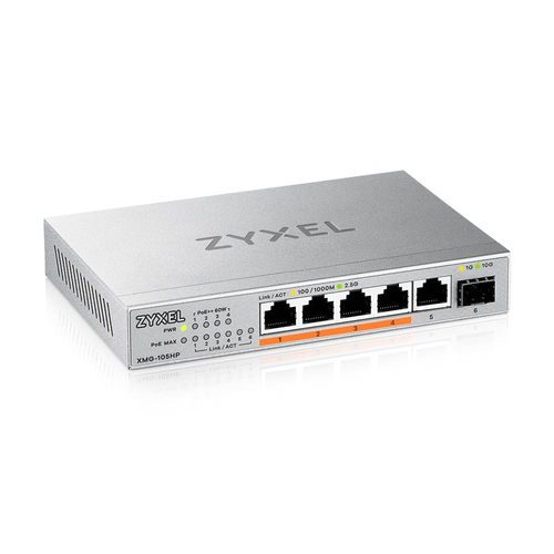 Bild von Zyxel XMG-105HP Unmanaged 2.5G Ethernet (100/1000/2500) Power over Ethernet (PoE) Silber