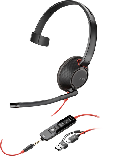 Bild von POLY Blackwire 5210 Monaural USB-C-Headset +3,5-mm-Stecker +USB-C/A-Adapter (Packungseinheit)