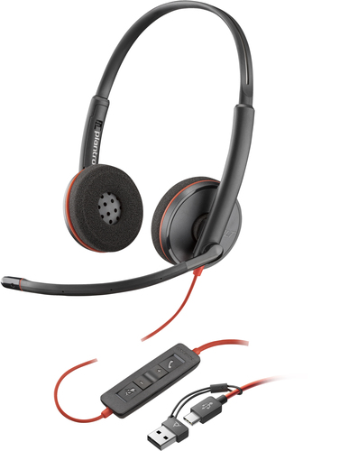 Bild von POLY Blackwire 3220 USB-C Stereo-Headset + USB-C/A-Adapter