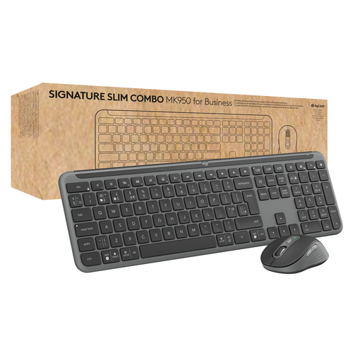 Bild von Logitech MK950 Signature for Business Tastatur Maus enthalten Büro RF Wireless + Bluetooth AZERTY Französisch Graphit