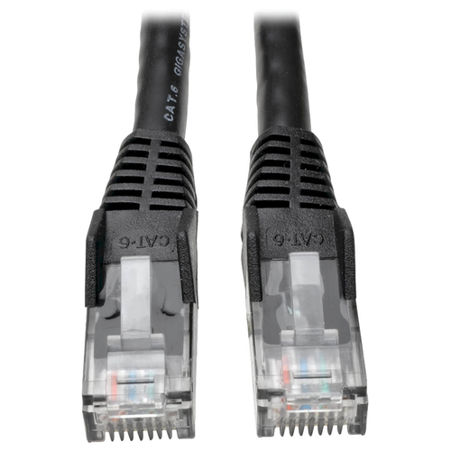 Bild von Tripp Lite N201-050-BK Cat6 Gigabit hakenloses, anvulkanisiertes (UTP) Ethernet-Kabel (RJ45 Stecker/Stecker), PoE, Schwarz, 15,24 m