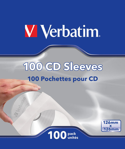 VERBATIM CD-DVD PAPER SLEEVES 100 PK