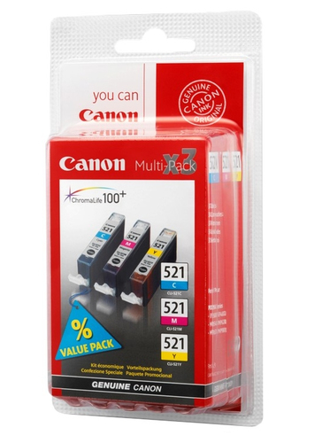 Bild von Canon CLI-521 C/M/Y Druckerpatrone 3 Stück(e) Original Cyan, Magenta, Gelb