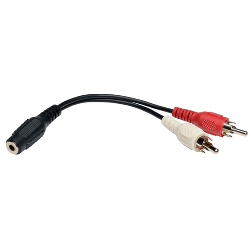 Bild von Tripp Lite P316-06N 3,5 mm Mini-Stereo-zu-Cinch-Audio-Y-Splitter-Adapterkabel (Buchse/2x Stecker), 15,24 cm