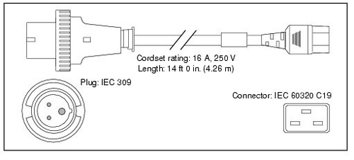 Bild von Cisco CAB-AC-2500W-INT= Stromkabel Schwarz 4,26 m IEC 309 C19-Koppler