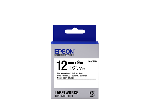 EPSON TAPE LK-4WBN STD BLK-/WHT 12/9