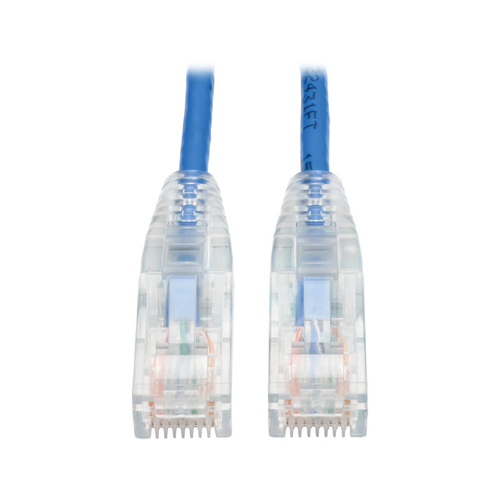 Bild von Tripp Lite N201-S01-BL Cat6 Gigabit hakenloses, schlankes (UTP) Ethernet-Kabel (RJ45 Stecker/Stecker), PoE, Blau, 0,31 m