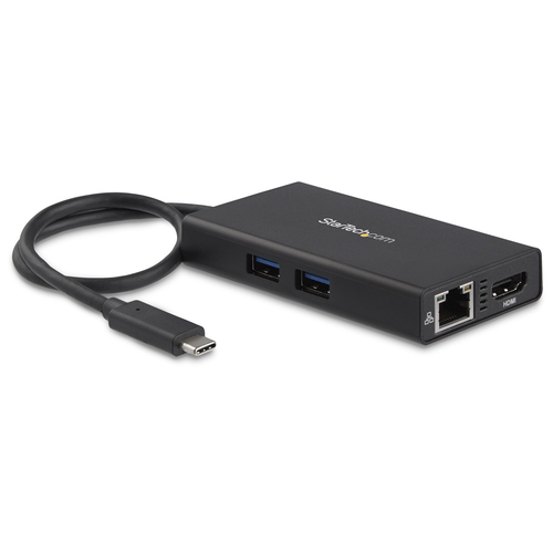 Bild von StarTech.com USB-C Multiport Adapter - USB-C Tragbare Docking station mit 4k HDMI - 60W Power Delivery Pass-Through, GbE, 2x USB-A 3.0 Hub - Tragbares Mini USB Typ-C Dock für Laptop