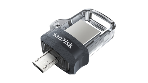 Bild von SanDisk Ultra Dual m3.0 USB-Stick 32 GB USB Type-A / Micro-USB 3.2 Gen 1 (3.1 Gen 1) Schwarz, Silber, Transparent