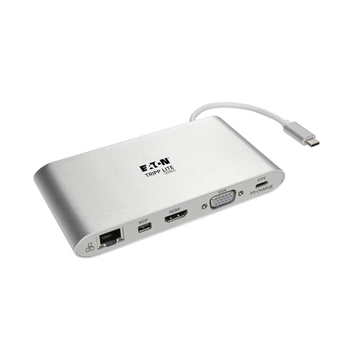 Bild von Tripp Lite U442-DOCK1 USB-C Dock, Dual-Display – 4K HDMI/mDP, VGA, USB 3.x (5 Gbps), USB-A/C-Nabe, GbE, Speicherkarte, 100 W PD-Aufladung