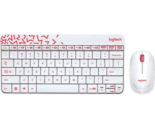 Bild von Logitech MK240 Nano Wireless Keyboard and Mouse Combo Tastatur Maus enthalten Haus RF Wireless Russisch Weiß, Rot