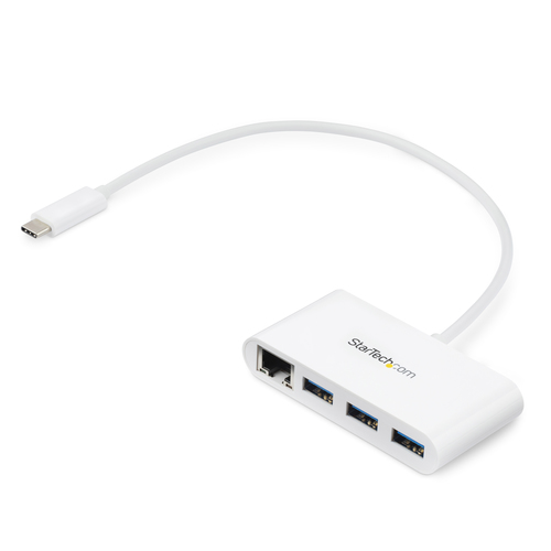 Bild von StarTech.com 3 Port USB 3.0 Hub plus Gigabit Ethernet - 5Gbps - USB-C - Weiß