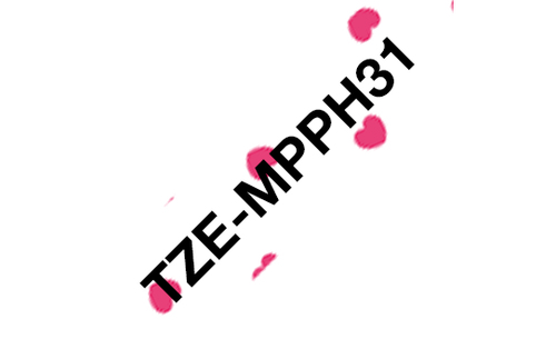 Bild von Brother TZE-MPPH31 Etiketten erstellendes Band Schwarz auf Rosa