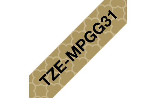 Bild von Brother TZE-MPGG31 Etiketten erstellendes Band Schwarz auf gold