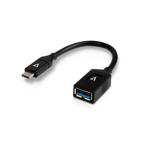 Bild von V7 USB Kabel USB 3.0 A (f) auf USB-C (m), schwarz 0.3m 1ft