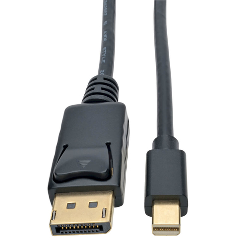 Bild von Tripp Lite P583-003-BK Mini DisplayPort-zu-DisplayPort-Adapterkabel, 4K 60 Hz (Stecker/Stecker), DP-Steckverriegelung, Schwarz, 0,9 m