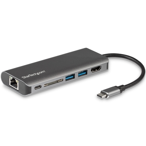 Bild von StarTech.com USB-C Multiport Adapter, tragbare USB-C Dockingstation auf 4k HDMI, 2 Port USB 3.0 Hub, SD/SDHC, GbE, 60W PD Pass-Through - USB Typ-C/Thunderbolt 3 - ERSETZT DURCH DKT30CHSDPD1