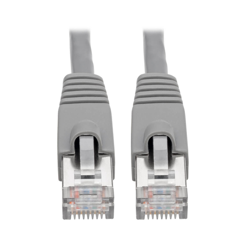 Bild von Tripp Lite N262-010-GY Hakenloses, geschirmtes Cat6a STP-Ethernet-Kabel, 10G, (RJ45 Stecker/Stecker), PoE, Grau, 3,05 m