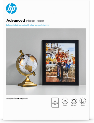 Bild von HP Advanced Fotopapier, glänzend, 250 g/m2, A4 (210 x 297 mm), 25 Blatt