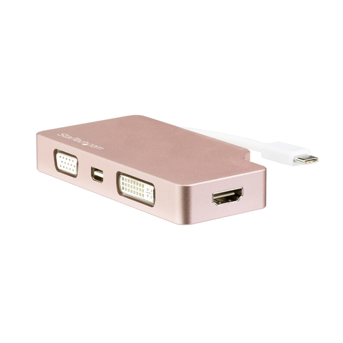 Bild von StarTech.com USB-C Video Adapter Multiport - Rose Gold - 4-in-1 USB-C auf VGA, DVI, HDMI oder mDP - 4K