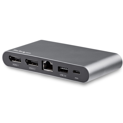 Bild von StarTech.com USB-C Dock - Dual Monitor USB-C Multiport Adapter - 2 x 4K DisplayPort - 100W PD 3.0 - Mini-Laptop-Dockingstation - GbE, USB-A-Hub mit 2 Anschlüssen - 1m Kabel