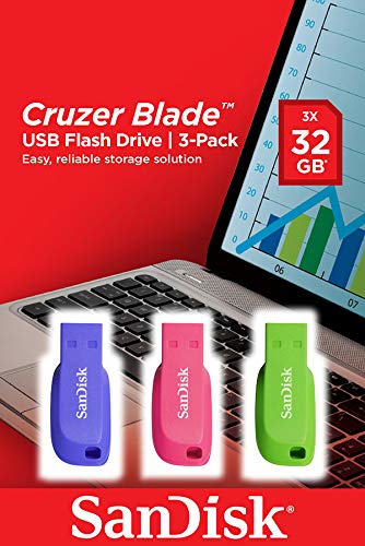 Bild von SanDisk Cruzer Blade 3x 32GB USB-Stick USB Typ-A 2.0 Blau, Grün, Pink