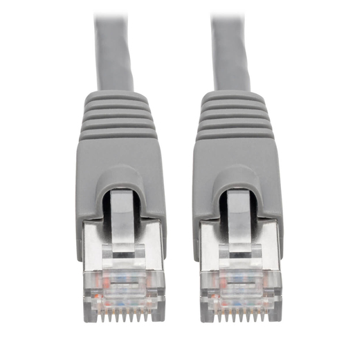 Bild von Tripp Lite N262-005-GY Hakenloses, geschirmtes Cat6a STP-Ethernet-Kabel, 10G, (RJ45 Stecker/Stecker), PoE, Grau, 1,52 m