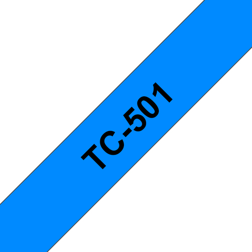 Bild von Brother TC-501 Etiketten erstellendes Band Scwarz auf blau