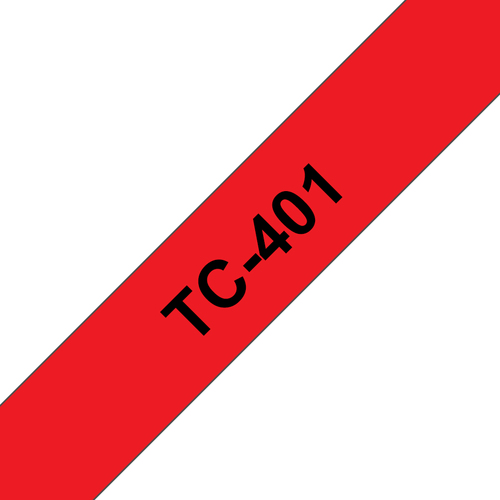 Bild von Brother TC-401 Etiketten erstellendes Band Schwarz auf rot