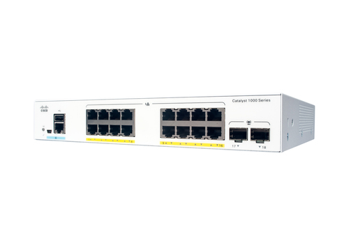Bild von Cisco Catalyst C1000-16P-E-2G-L Netzwerk-Switch Managed L2 Gigabit Ethernet (10/100/1000) Power over Ethernet (PoE) Grau
