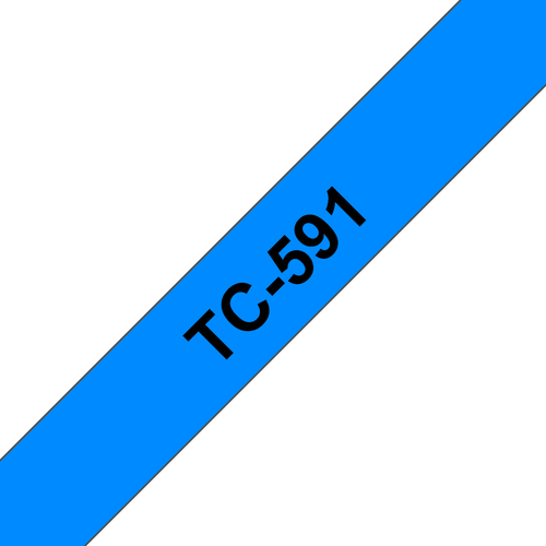 Bild von Brother TC-591 Etiketten erstellendes Band Scwarz auf blau
