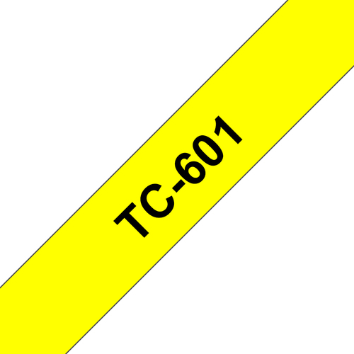 Bild von Brother TC-601 Etiketten erstellendes Band Schwarz auf gelb