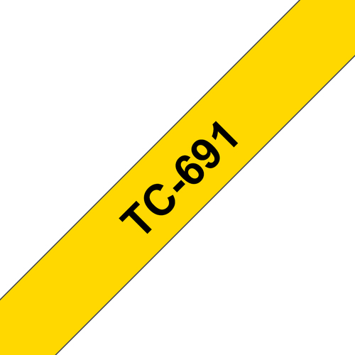 Bild von Brother TC-691 Etiketten erstellendes Band Schwarz auf gelb