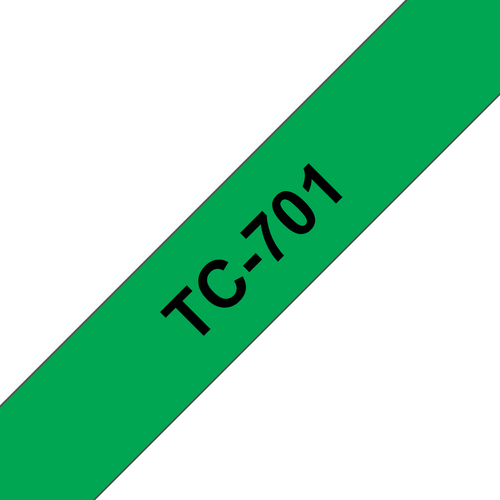 Bild von Brother TC-701 Etiketten erstellendes Band Schwarz auf grün