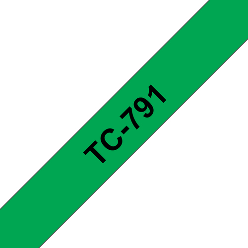 Bild von Brother TC-791 Etiketten erstellendes Band Schwarz auf grün