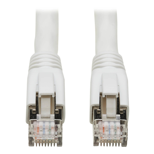 Bild von Tripp Lite N272-003-WH Cat8 25G/40G zertifiziertes hakenloses geschirmtes S/FTP-Ethernet-Kabel (RJ45 Stecker/Stecker), PoE, weiß, 0,91 m